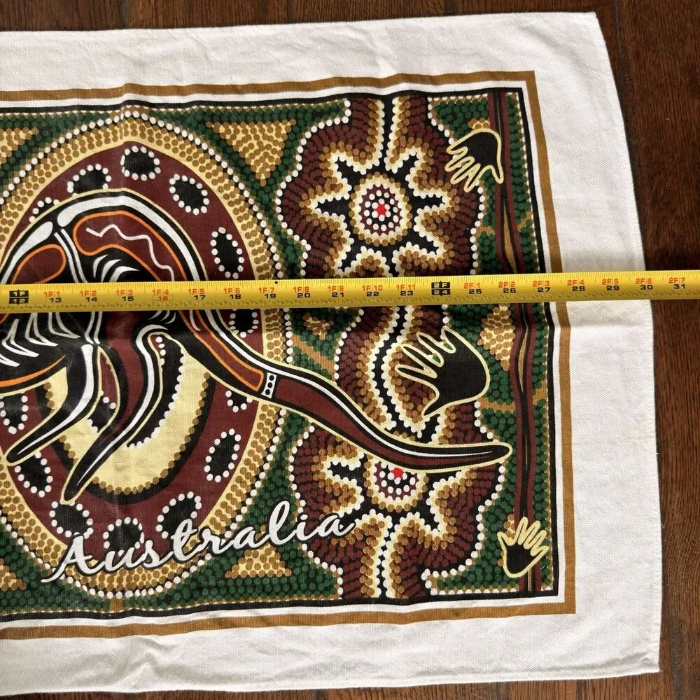 Australia Kangaroo Dot Art Cotton Tea Towel Aboriginal Style Souvenir 30x19.5